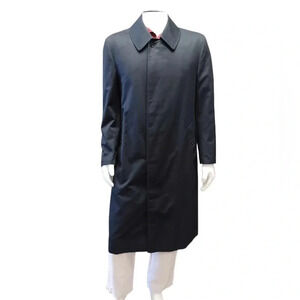 Burberrys Vintage Black Midi Trench Coat Kensington Nova Liner  Size L.52